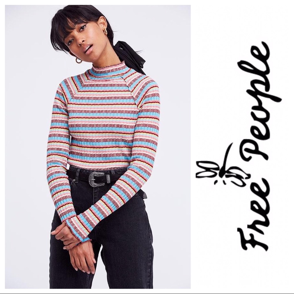 Free People Mirror Tee in blue NWT